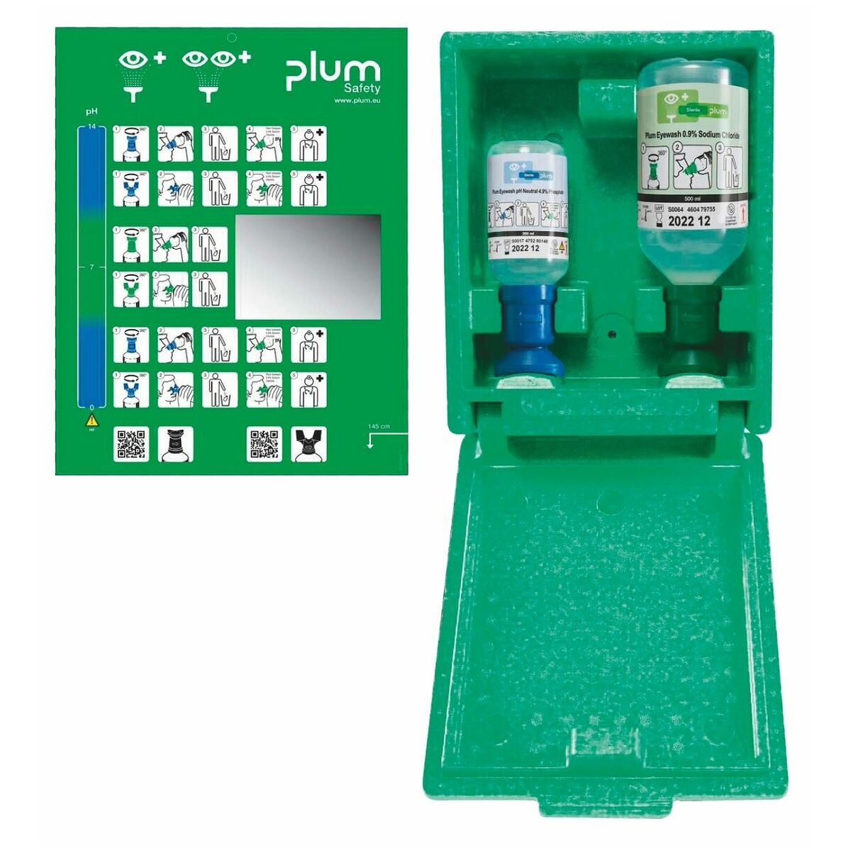 Kombi-ögontvättlåda Väggbox med innehåll