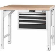 Vario arbetsbänk med hurts 24G, höjd 850 mm, Multiplex-bokskiva 1000/4 mm