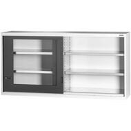 Överskåp med fönsterförsedda skjutdörrar