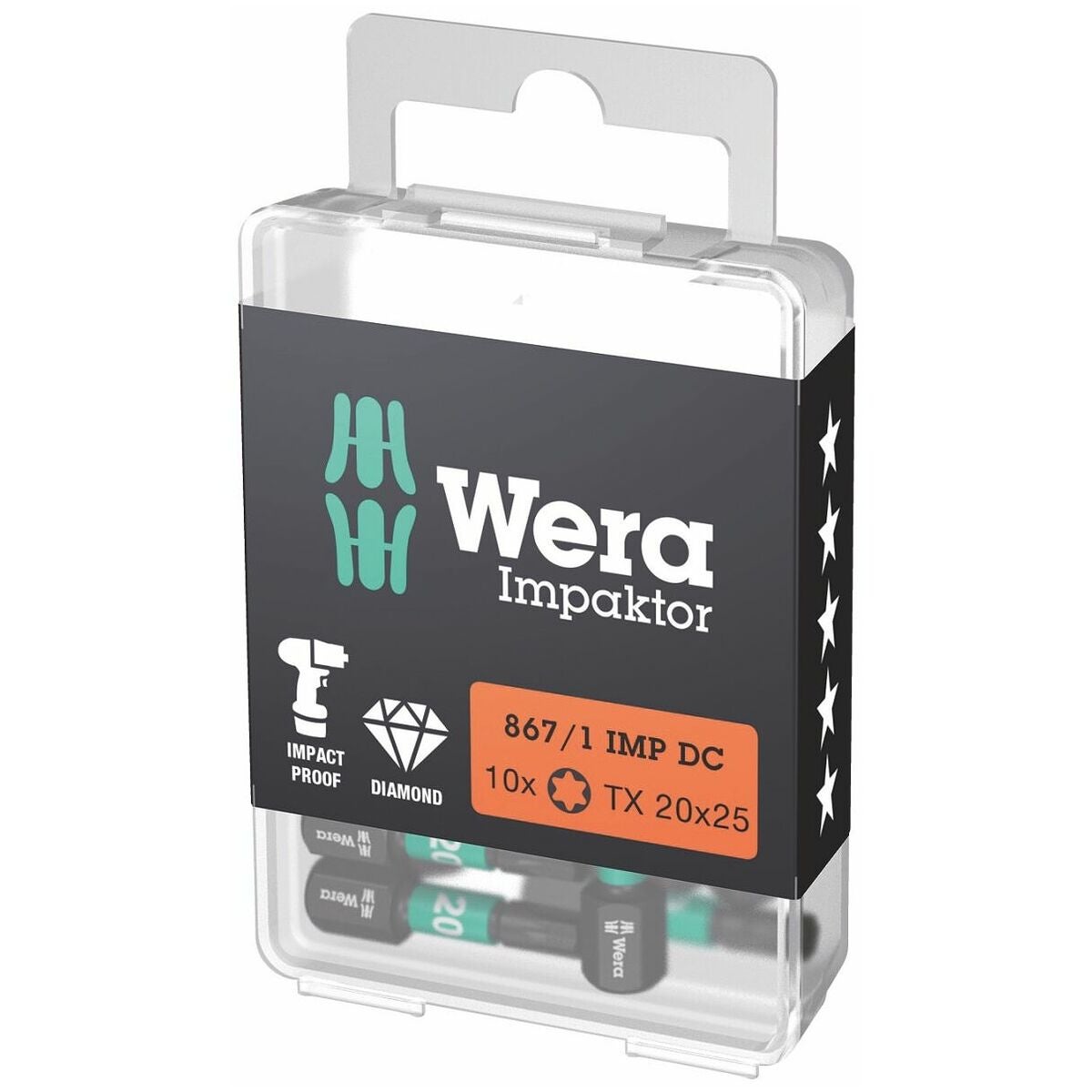 Impaktor bits för Torx®, 1/4 tum C 6,3 Sats med 10 bits