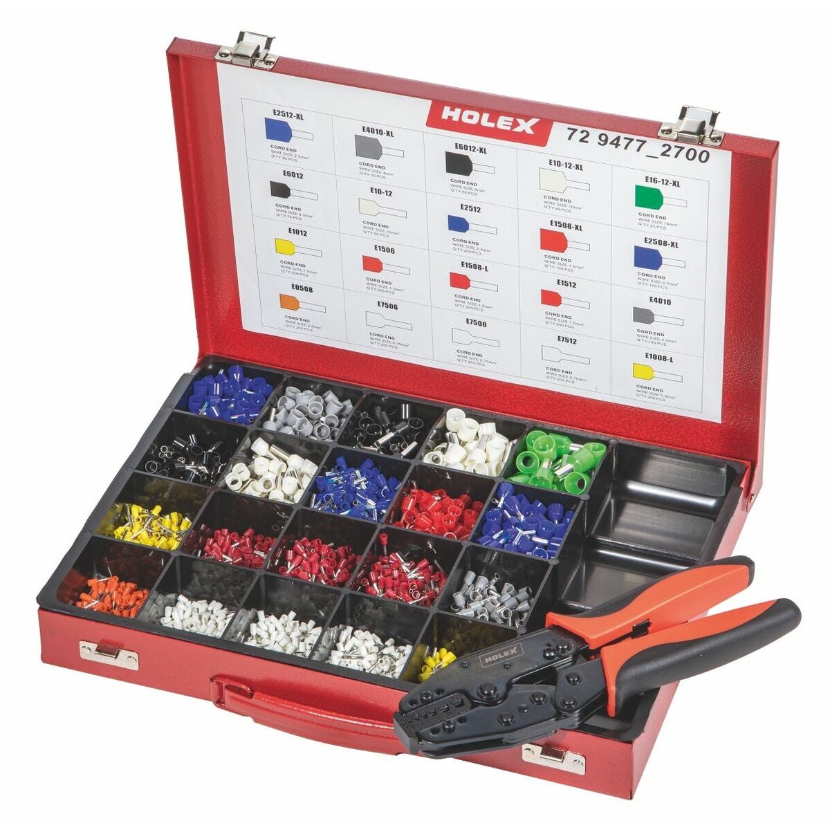 Press-sats för ändhylsor inklusive presstång