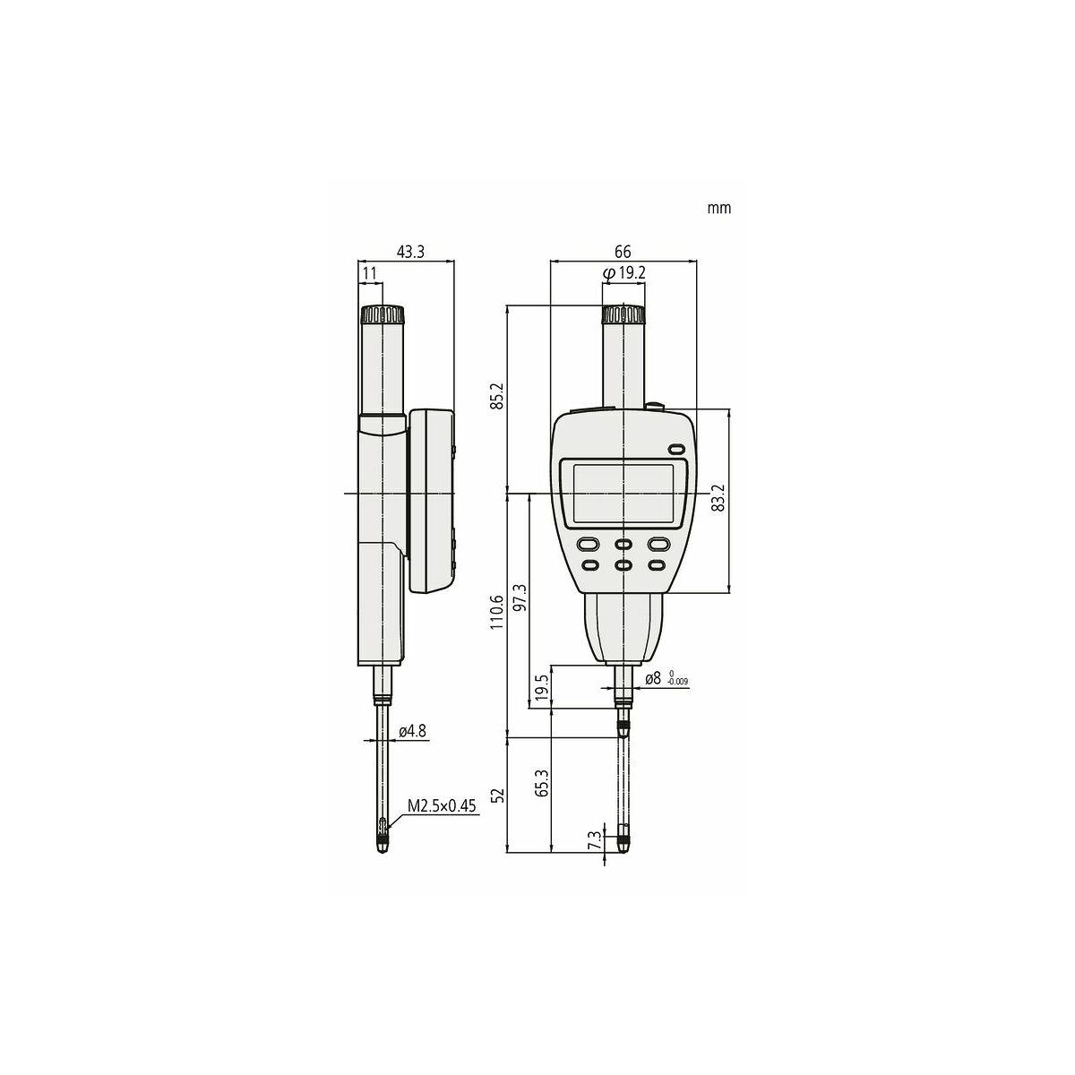 Digitalt/analogt mätur Avläsning 0,001 mm 50 mm