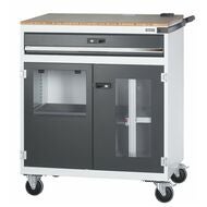 Datorarbetsstation med skrivarlucka, rullbar