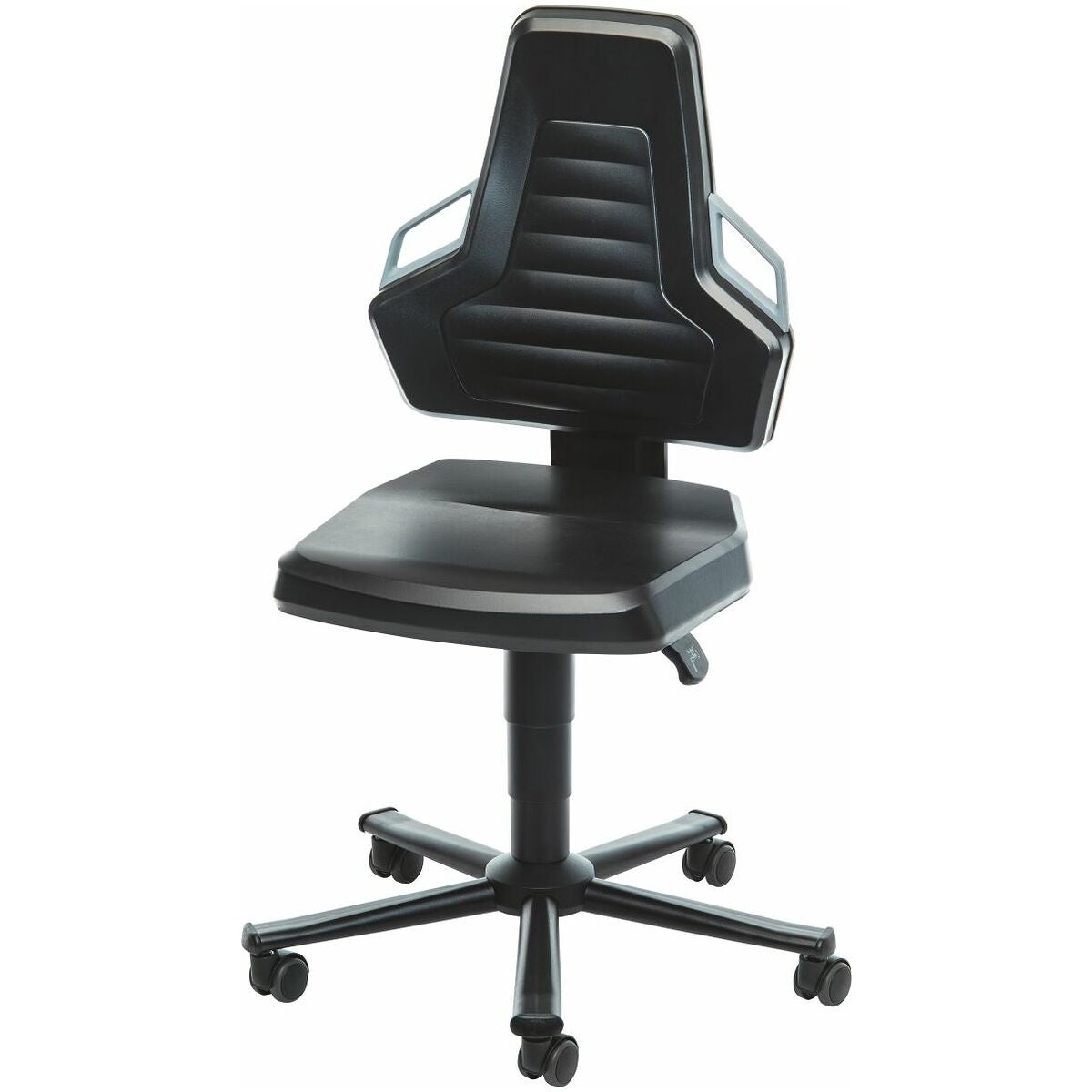 Arbetssnurrstol, polyuretanskumplast, med hjul, låg