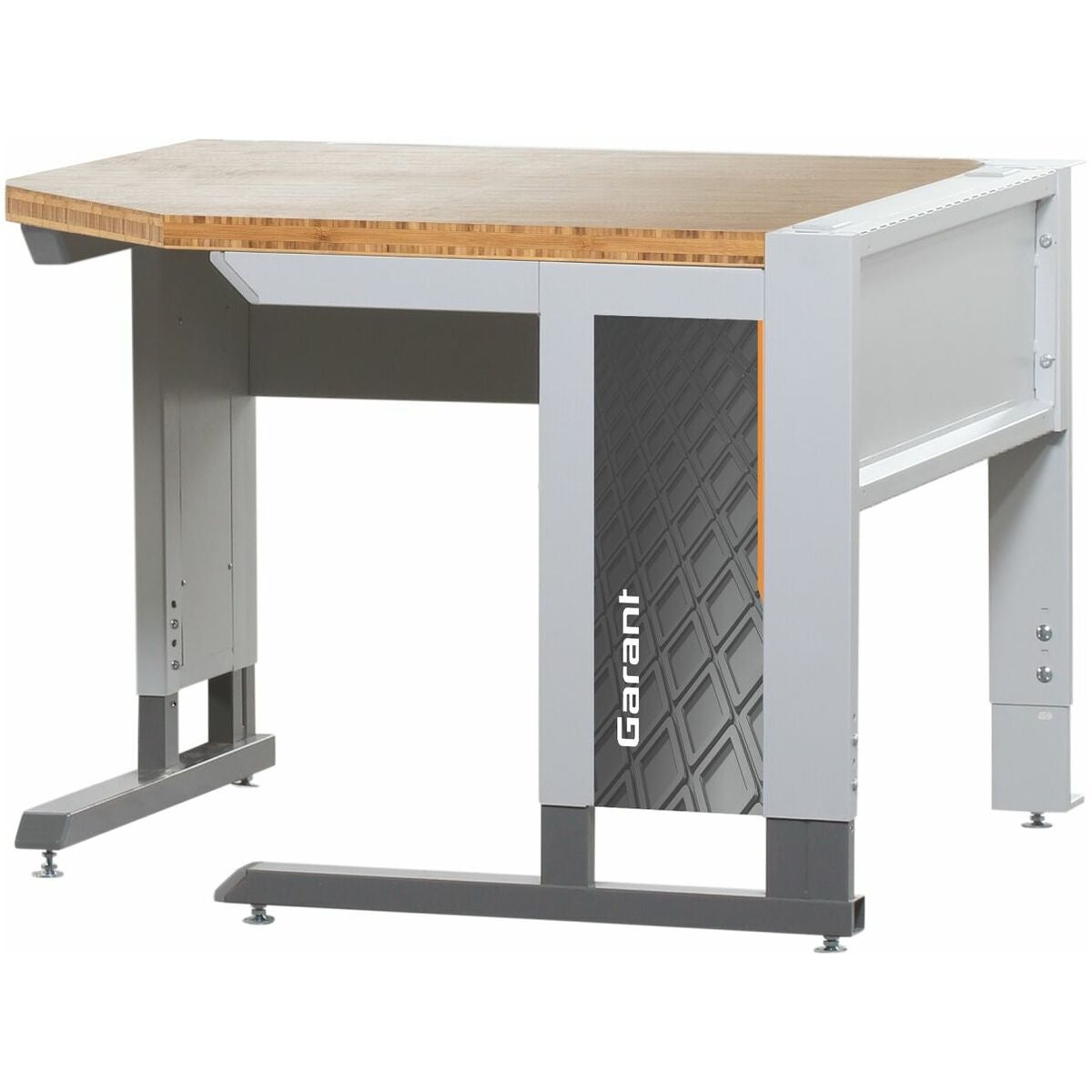 Hörnarbetsplats med benställning med bambuskiva