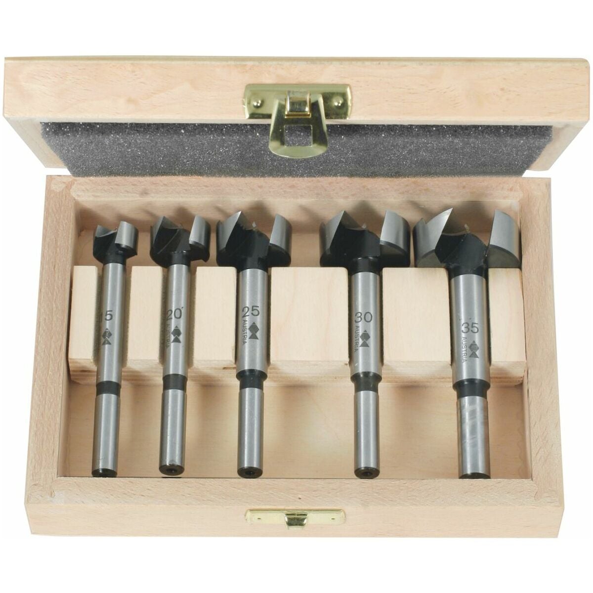 Fräsborrsats i träetui