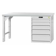 ESD Vario arbetsbänk med hurts höjd 850 mm, ESD-skiva 20×20G