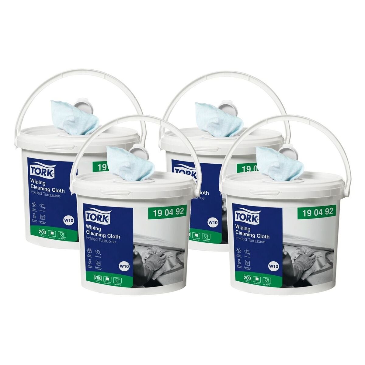 Sats med luddfria rengöringsdukar Dispenserhink, 4 delar