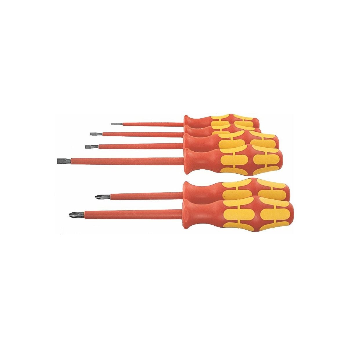 Elektrikermejslar, sortiment, 6 delar för spårskruvar och Pozidriv-skruvar, helt VDE-isolerad