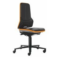 Arbetssnurrstol Neon, polyuretanskumplast, med hjul, låg ORANGE
