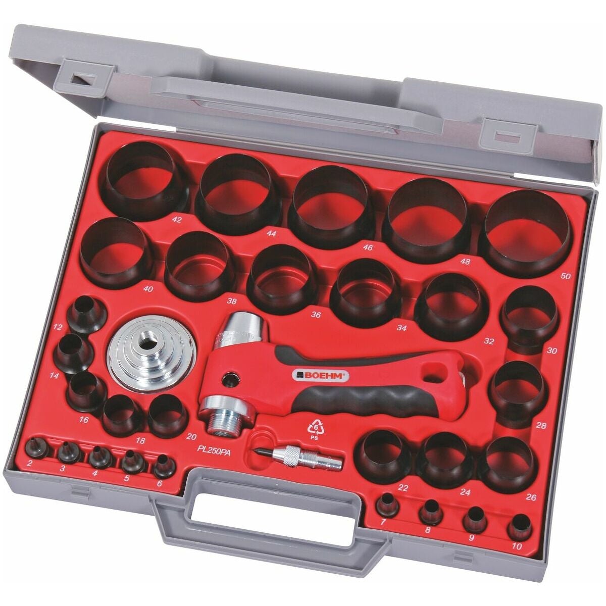 Ring-stanssats komplett i plastetui 2-50 mm