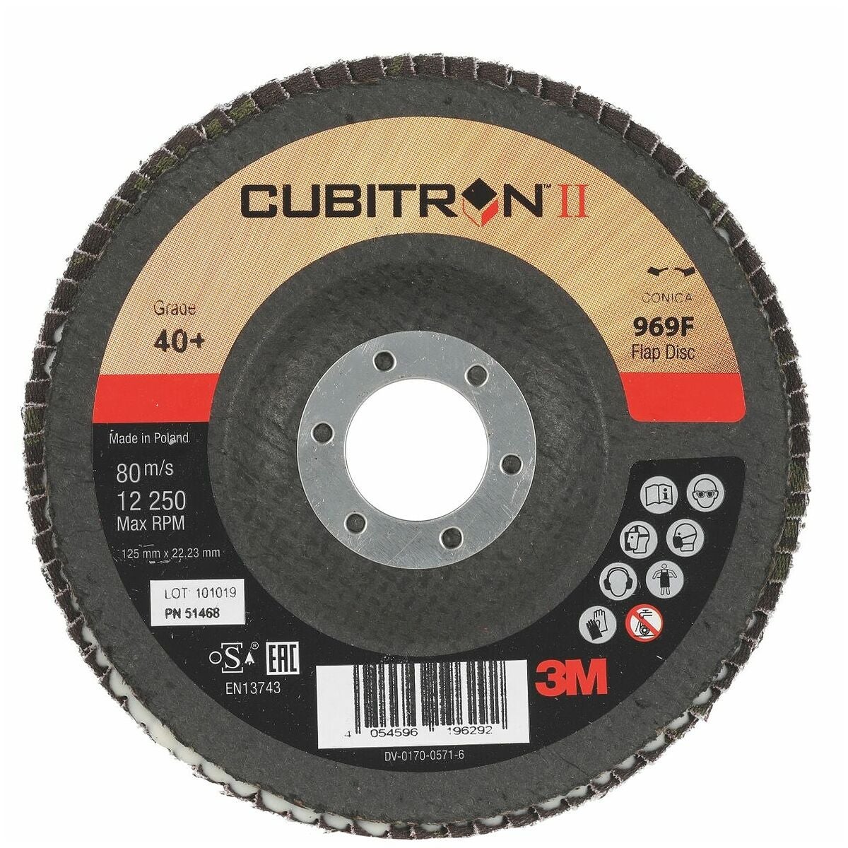 Lamellslipskiva 969F Cubitron™ II, glasfibervävrondell koniska ⌀ 125 mm