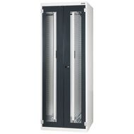 Vertikalskåp med perforerad panel, bredd 30G med fönsterförsedda dörrar