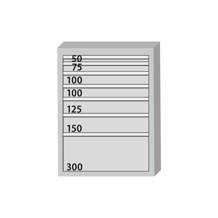 Verktygsskåp komplett med lådor 75 kg 1000/7