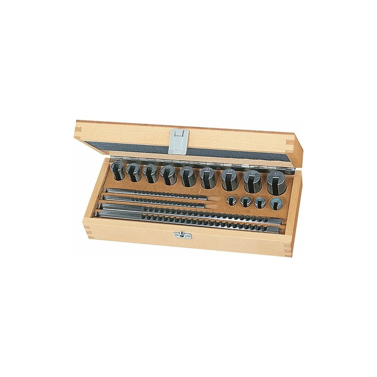 Sats med dragbrotschar HSS, komplett i träetui Passning JS9