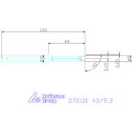 Invändig skärhållare med fast lutningsvinkel 2,5° 43/9,3 mm