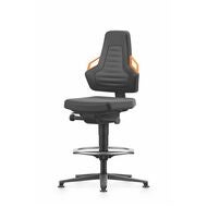 Arbetssnurrstol, Integral-skumplast, med glidknappar och fotring, hög BLACK
