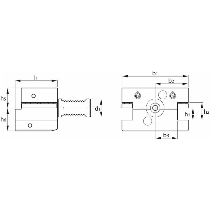 Eco-VDI-dubbelfäste, axiellt 25 mm