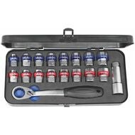 Sats med förskjutbara spärrnycklar, 18 delar, metrisk/tum