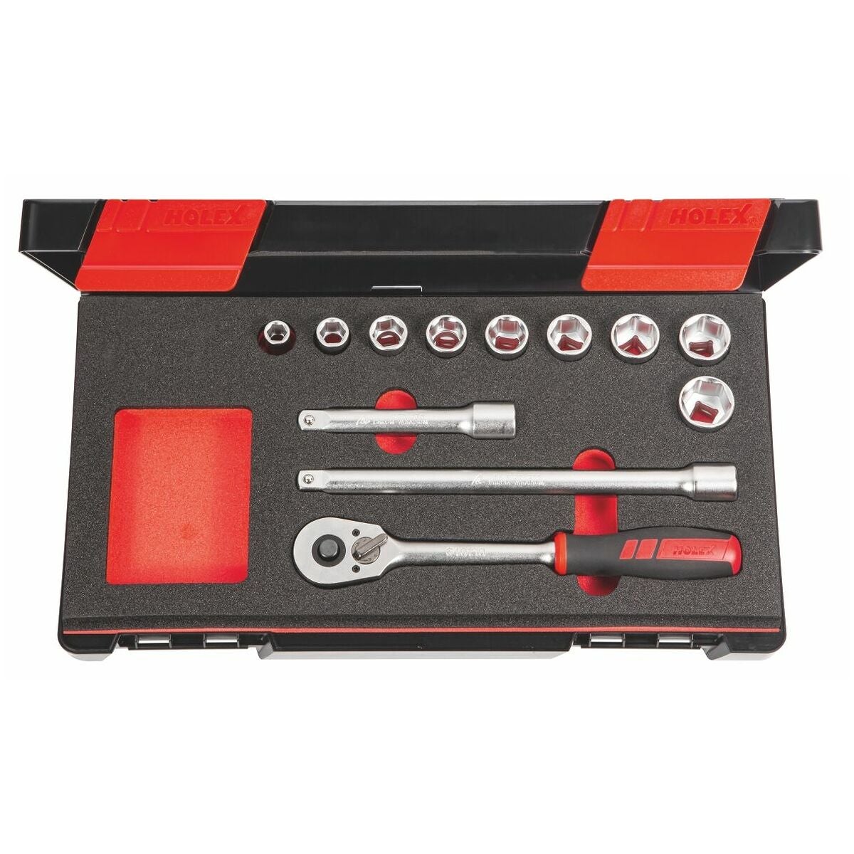 Hylsnyckelsortiment 1/2 tum fyrkant 12 delar