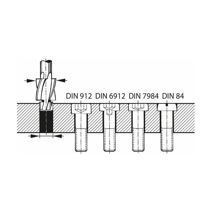 Planförsänkare enl. DIN för genomgående hål 6,5X3,2 mm