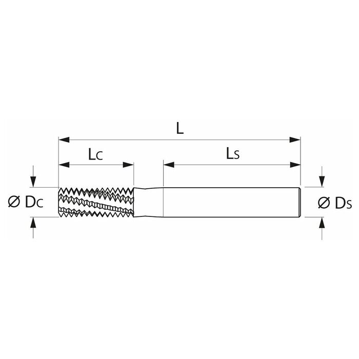 Gängfräsar med cylindriskt skaft 2×D 12X1,5