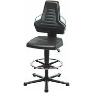 Arbetssnurrstol, konstläder, med glidknappar och fotring, hög BLACK