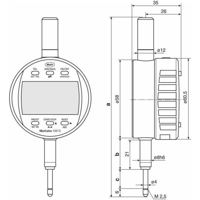 Digitalt mätur Avläsning 0,0005 mm 12,5 mm