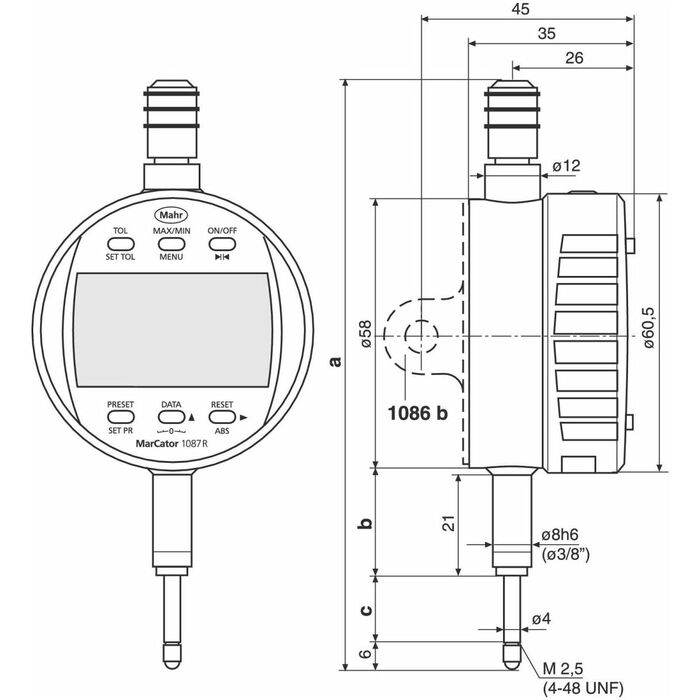 Digitalt mätur i-wi Avläsning 0,0005 mm 12,5 mm