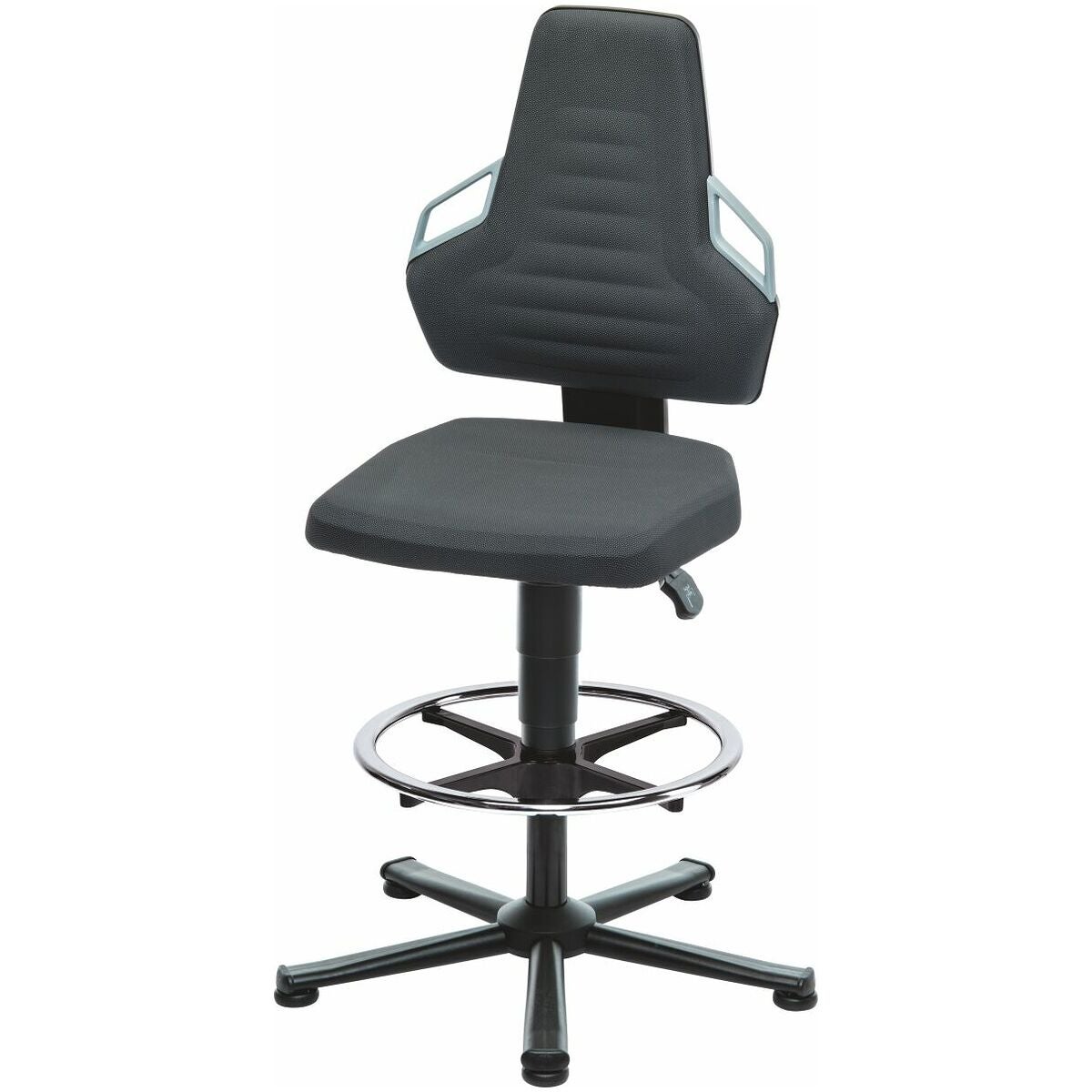 Arbetssnurrstol Supertec, med glidknappar och fotring, hög