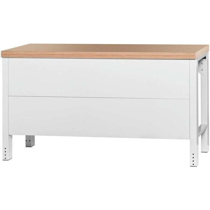Vario Basic arbetsbänk, med bakvägg, höjd 850 mm, Multiplex-bokskiva 1500 mm