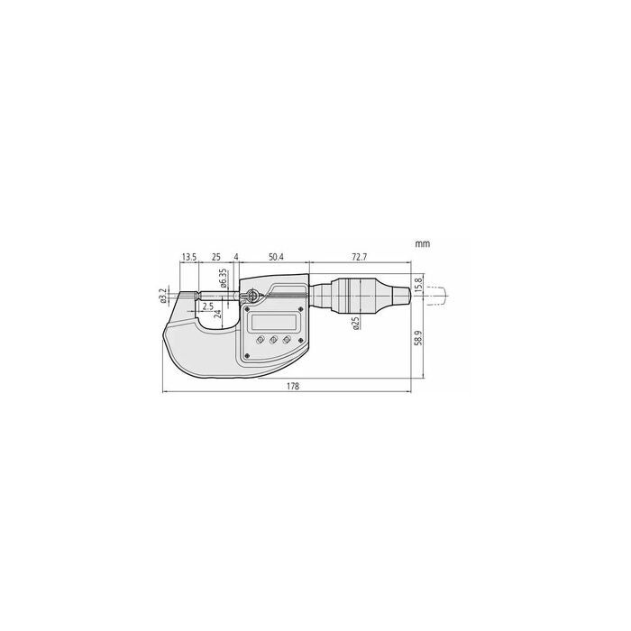 Digital precisionsbygelmikrometer 0-25 mm