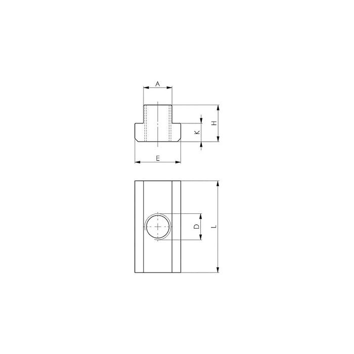 T-spårklack lång 8/M6 mm