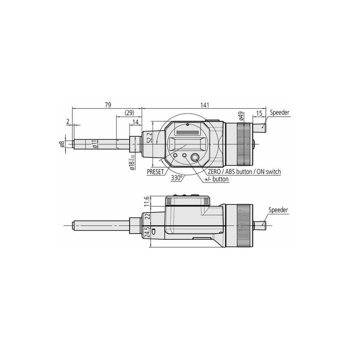 Digital inbyggnadsmikrometer med datautgång 0-50 mm