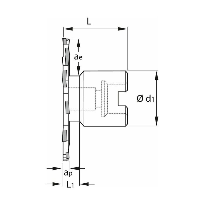 Skivfräs med krage Bredd a<sub>p</sub> 14 mm 125 mm