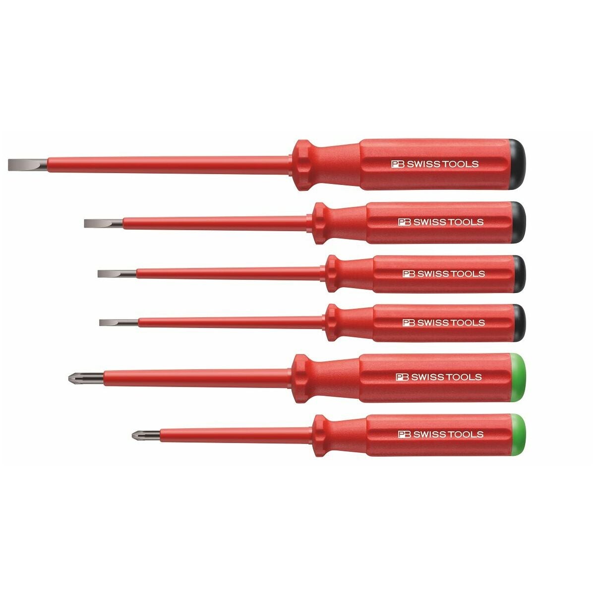 Elektrikermejslar, sortiment, 6 delar för spårskruvar och Pozidriv-skruvar, helt VDE-isolerad
