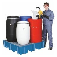 Uppsamlingstråg för 200-litersfat med förzinkat galler 4X200