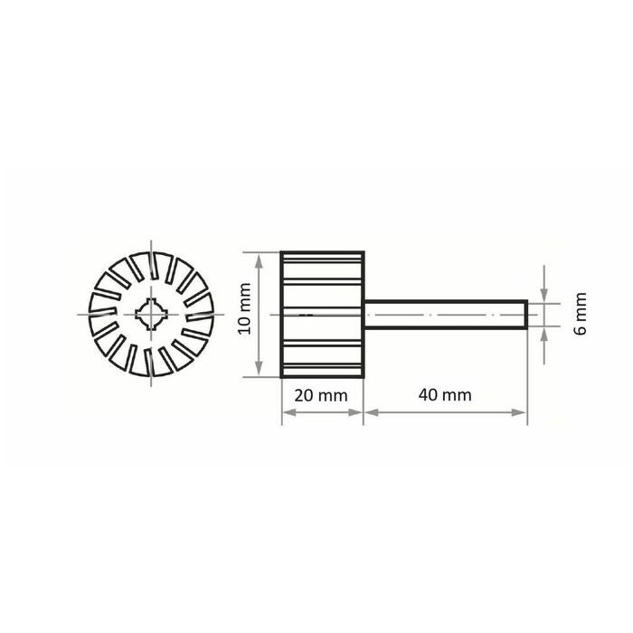 Slitsad expanderande sliprulle, skaft-⌀ 6 mm 10X20 mm