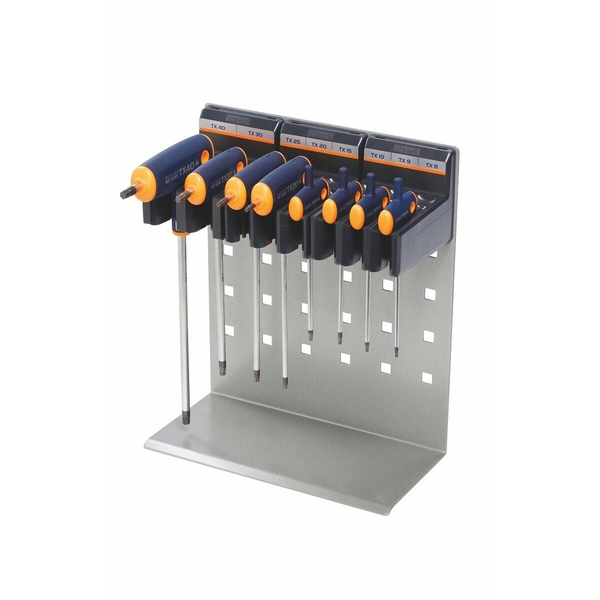 Skruvdragarsats för Torx®, med Haptoprene-T-handtag, i Easyfix-plåtstativ 8 delar