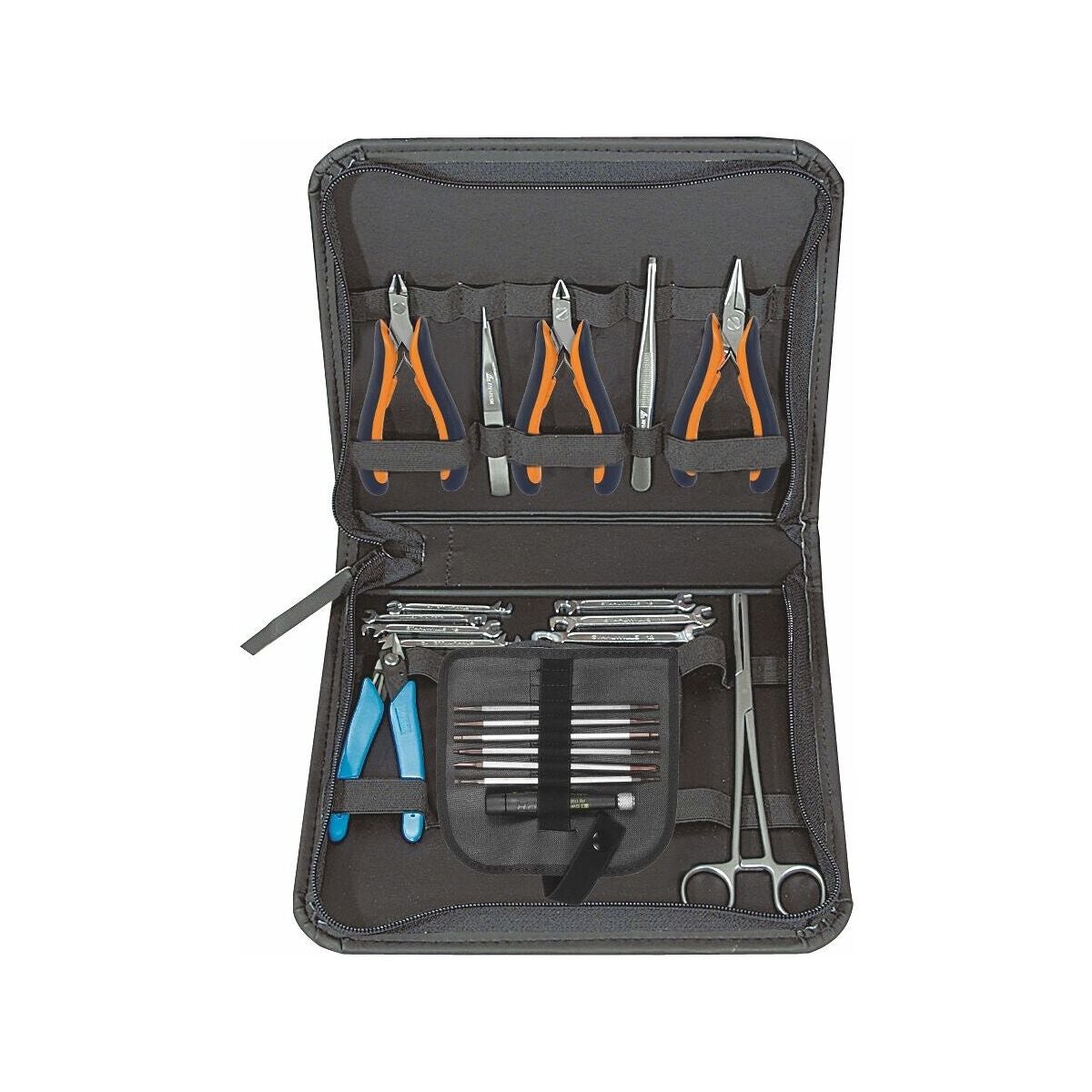 Elektronikverktygssats, 21 delar i fodral med blixtlås