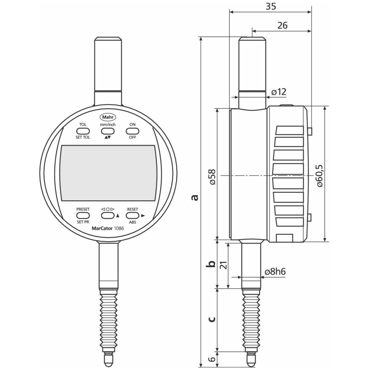 Digitalt mätur IP54 Avläsning 0,0005 mm 25 mm