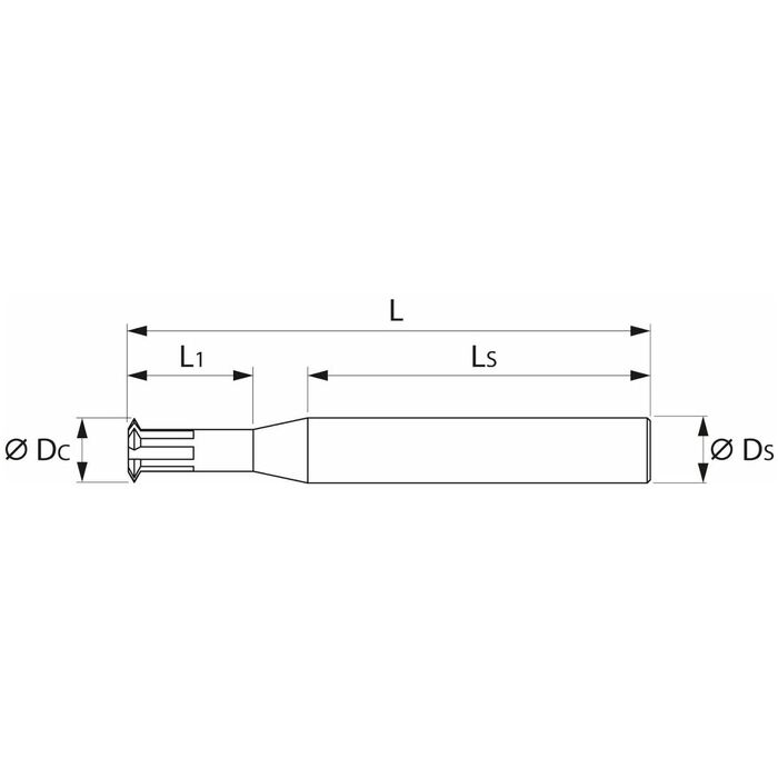 Entandsgängfräs 3×D M8