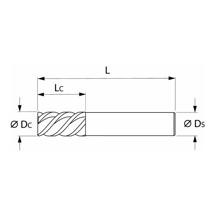 HM-fräs skjutande snitt 4 mm