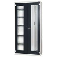 Vertikalskåp med perforerad panel, bredd 40G med fönsterförsedda dörrar