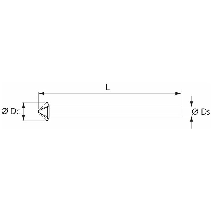 Koniska precisionsförsänkare, långa 90° 16,5 mm