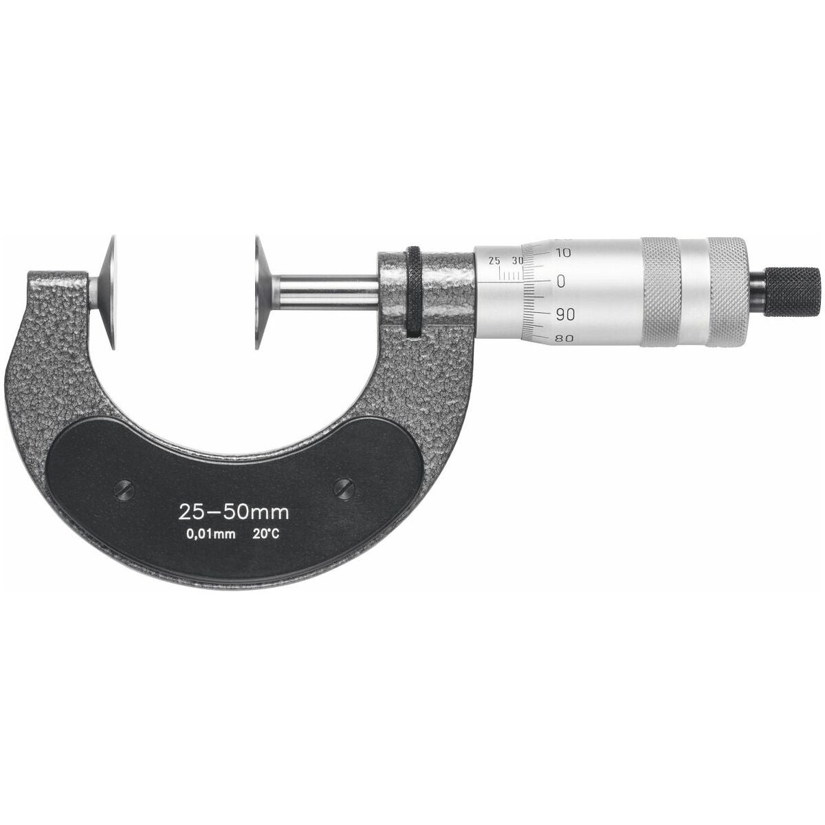 bygelmikrometer med tallriksmätytor ⌀ 25mm 25-50 mm