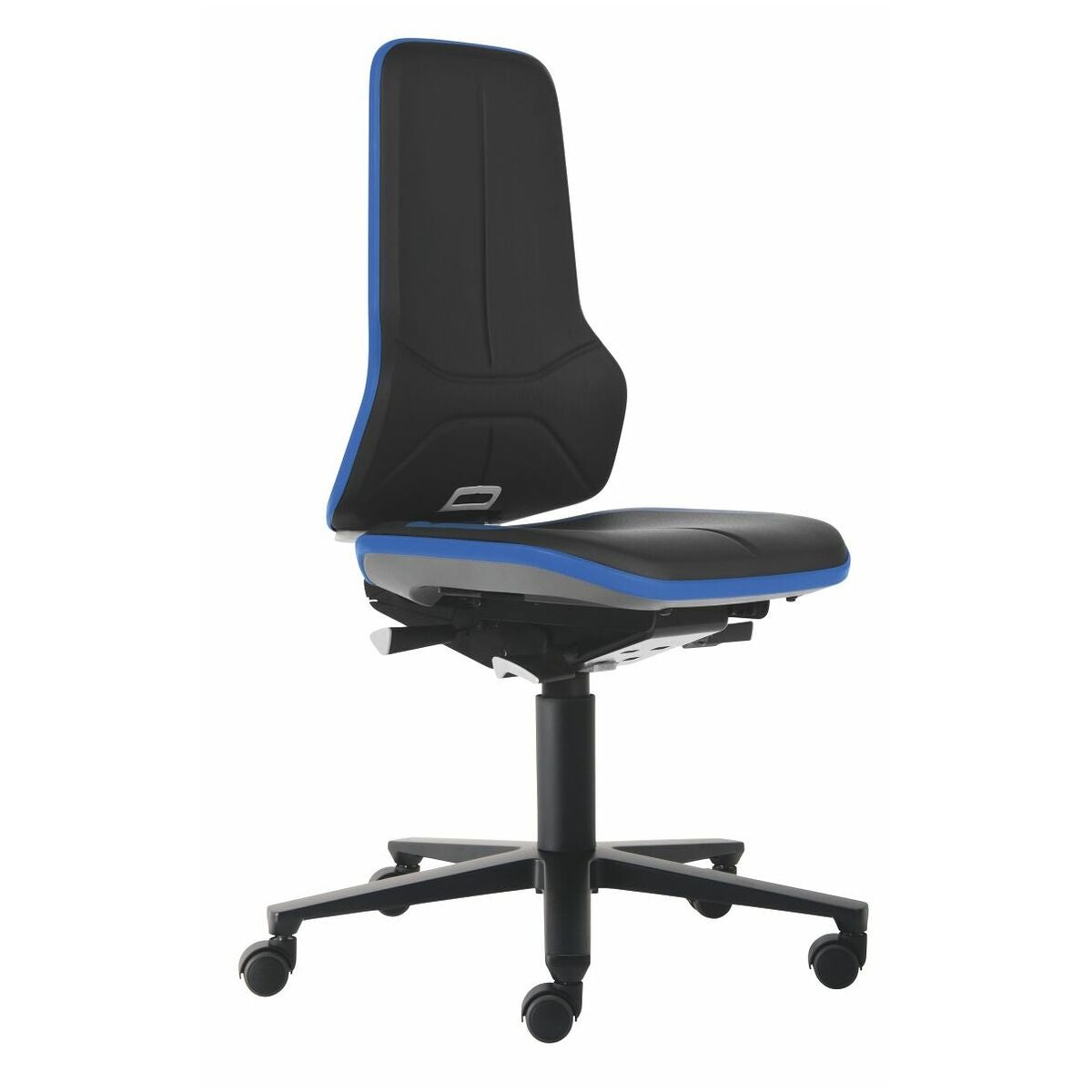 Arbetssnurrstol Neon, konstläder, med hjul, låg BLUE