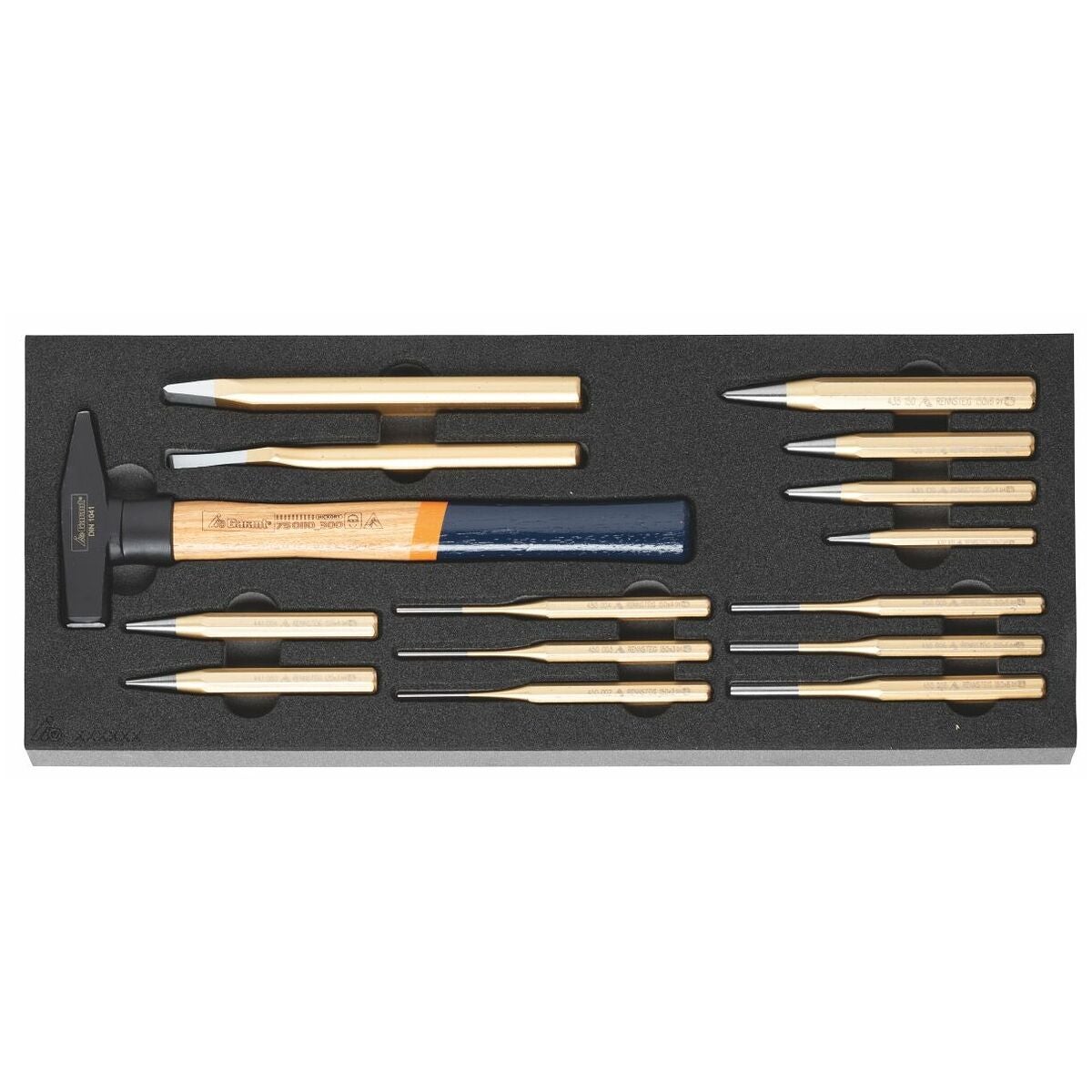 Hammar-, hålstans- och drivdornssortiment 15