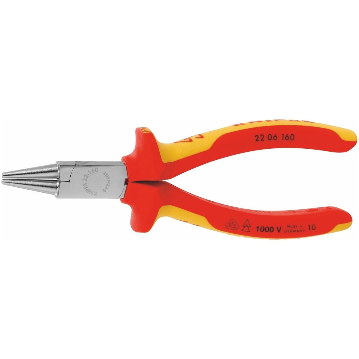 Rundtång förkromad VDE-isolerad 160 mm