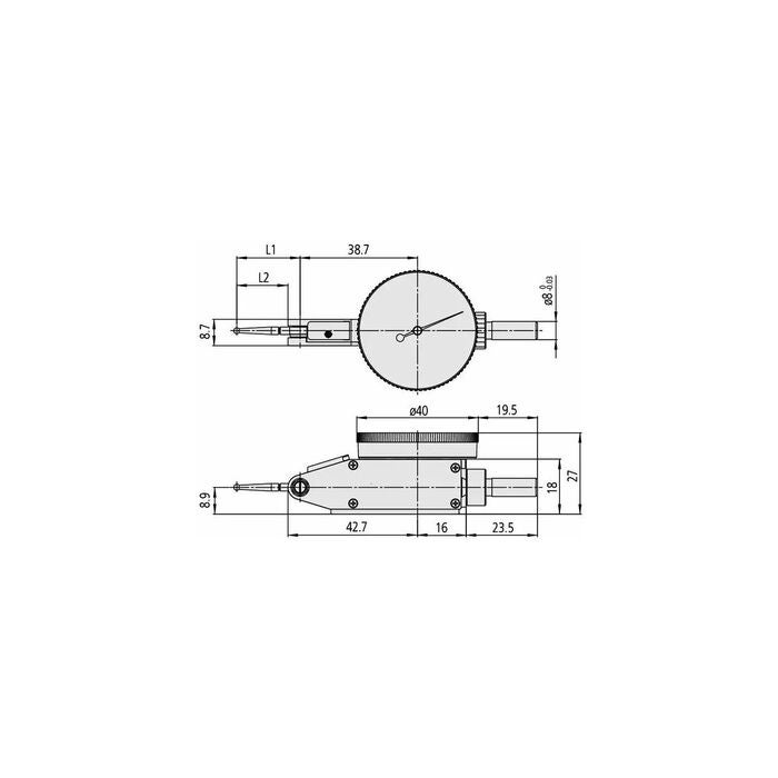 Vippindikator mätspetsarmlängd 15,2 mm 0,3/39 mm